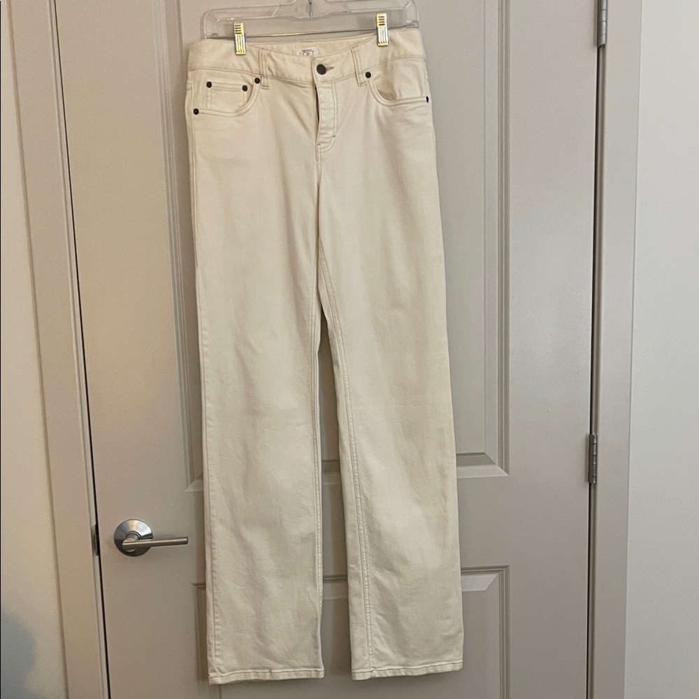 LOFT Women's Straight Leg Cream Jeans